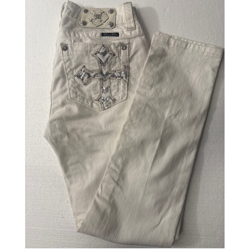 Miss Me Jeans Women 29 White Cuffed Skinny Mid-Rise Cuffed Skinny MP7140CK